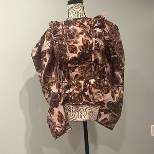 OLIVACEOUS puffy mouton long sleeve ruffle Victorian autumn top shirt